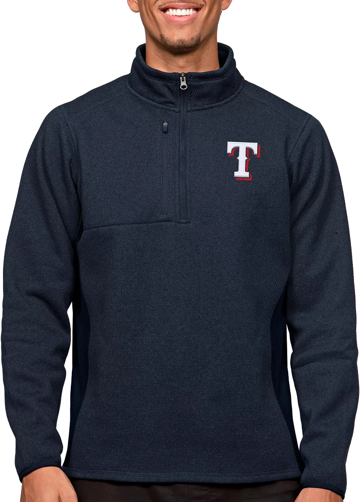 Antigua Men's Texas Rangers Navy 1/4 Zip Course Pullover