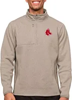 Antigua Men's Boston Red Sox Oatmeal 1/4 Zip Course Pullover