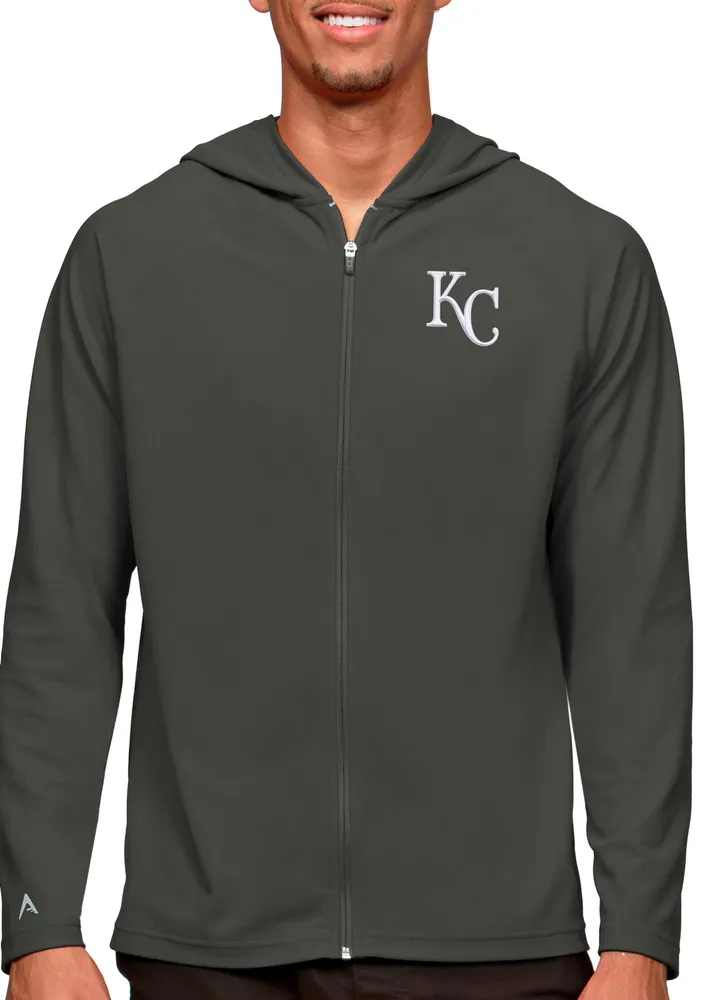 Antigua Men's Kansas City Royals Gray Legacy Full Zip Hoodie