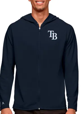 Antigua Men's Tampa Bay Rays Navy Legacy Full Zip Hoodie