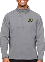 Antigua Men's Oakland Athletics Gray 1/4 Zip Course Pullover