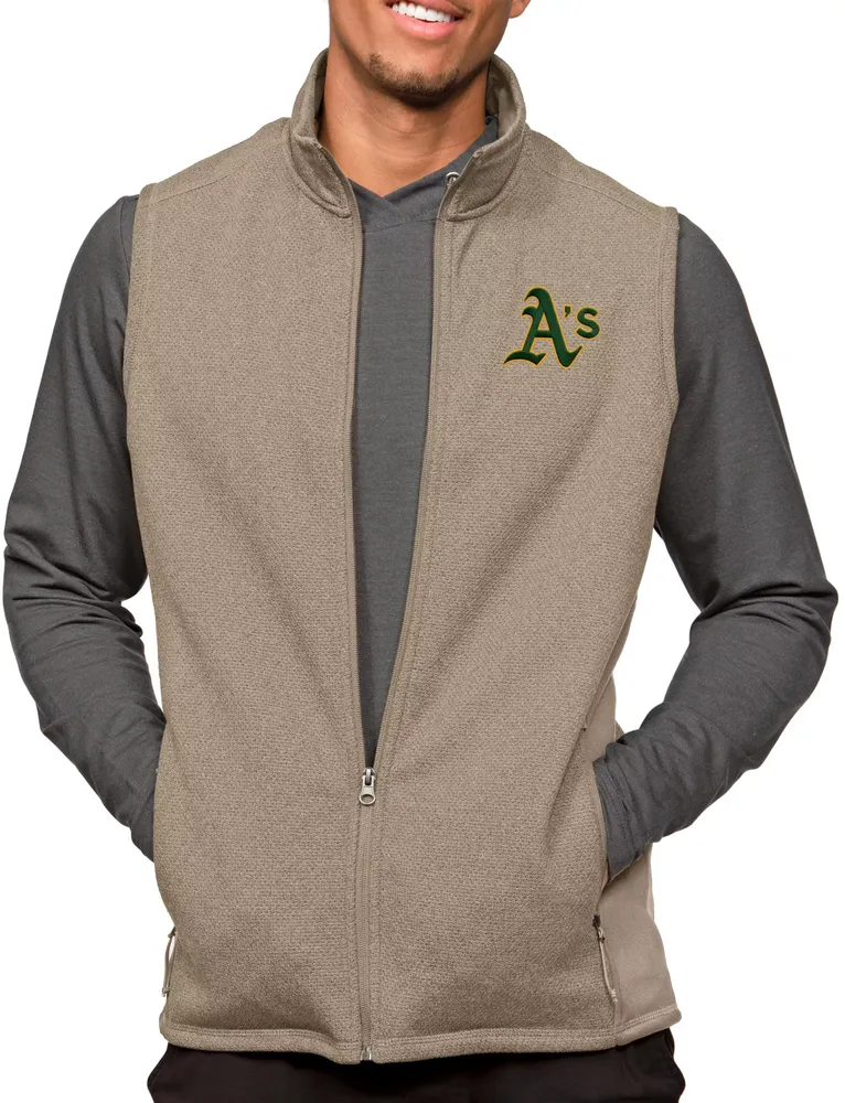 Antigua Men's Oakland Athletics Oatmeal Course Vest