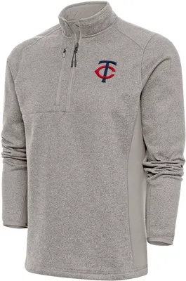 Antigua Men's Minnesota Twins Oatmeal Course 1/4 Zip Pullover