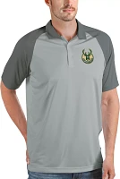 Antigua Men's Milwaukee Bucks Nova Silver Polo