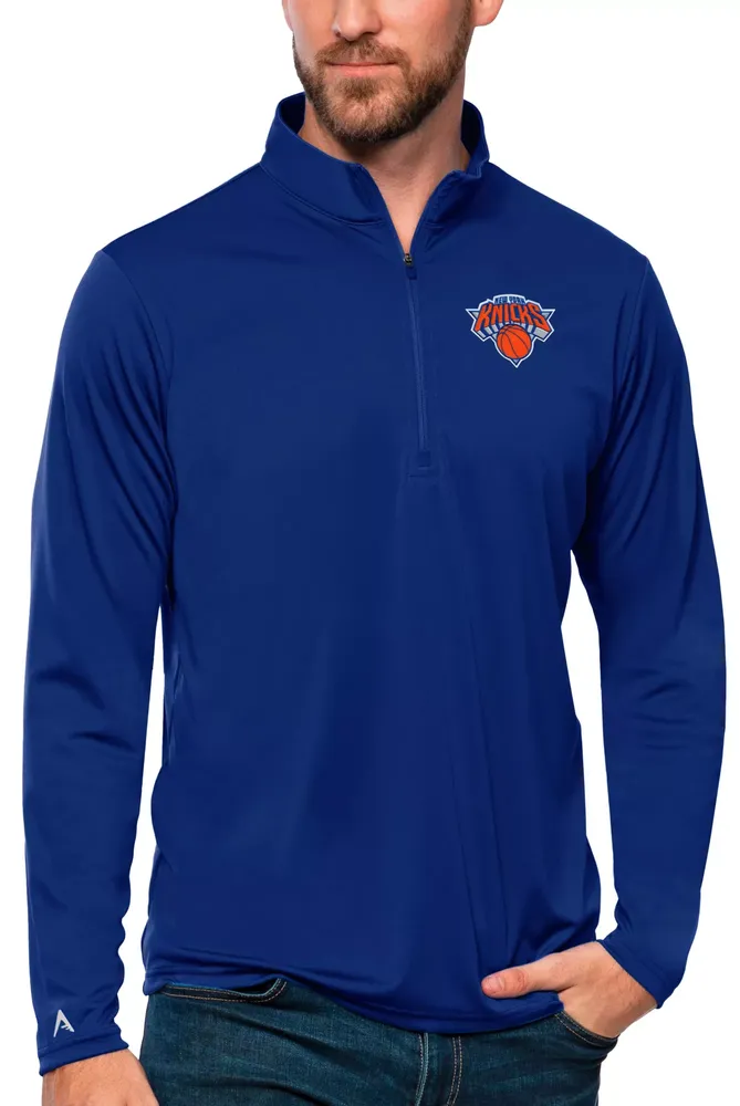 Antigua Men's New York Knicks Tribute Royal Pullover Sweater