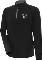 Antigua Men's Brooklyn Nets Phenom 1/4 Zip Black Sweater