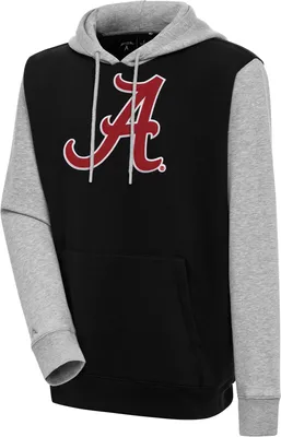 Antigua Men's Alabama Crimson Tide Black Victory Colorblock Pullover Hoodie