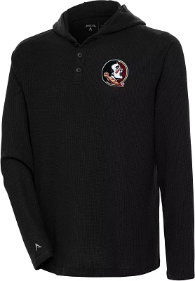 Antigua Men's Florida State Seminoles Black Strong Hold Hooded Henley