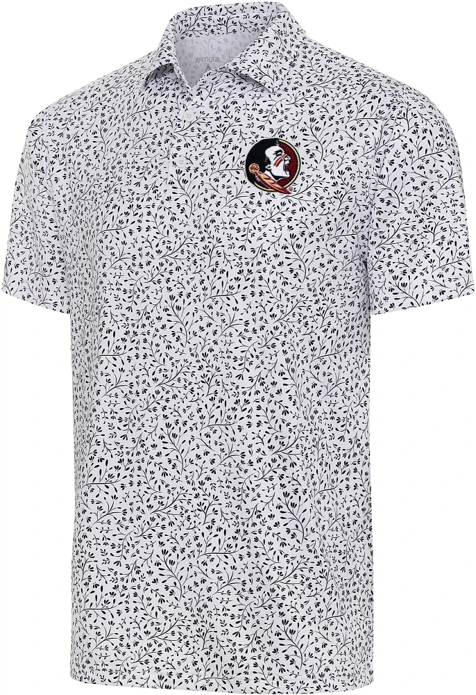 Antigua Men's Florida State Seminoles White Floral Motion Polo