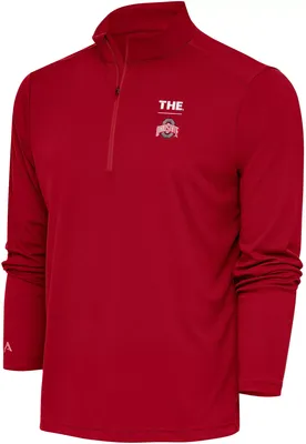 Antigua Men's Ohio State Buckeyes Scarlet THE Tribute 1/4 Zip Pullover