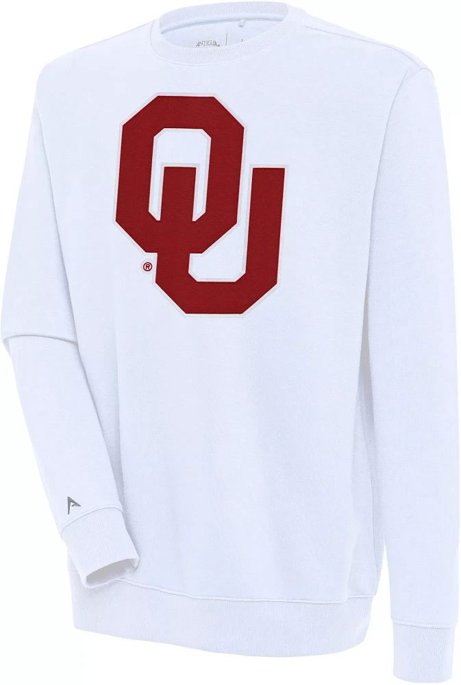 Antigua Men's Oklahoma Sooners White Victory Pullover Crewneck