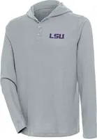 Antigua Men's LSU Tigers Grey Strong Hold Hooded Henley