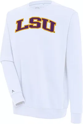 Antigua Men's LSU Tigers White Victory Pullover Crewneck