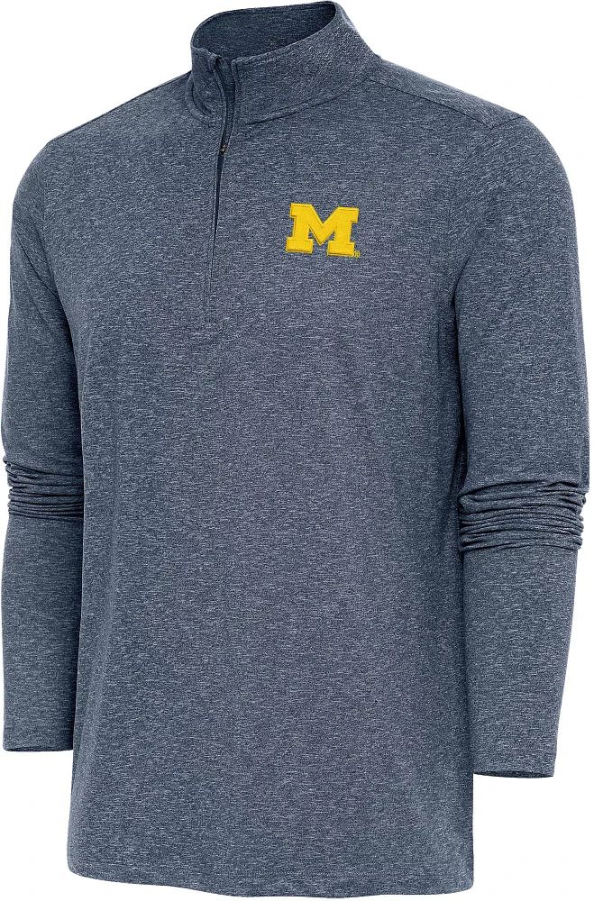 Antigua Men's Michigan Wolverines Blue Hunk 1/4 Zip Pullover