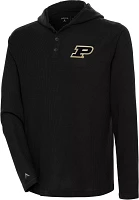 Antigua Men's Purdue Boilermakers Black Strong Hold Hooded Henley