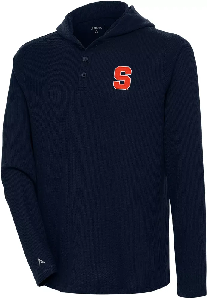 Antigua Men's Syracuse Orange Blue Strong Hold Hooded Henley