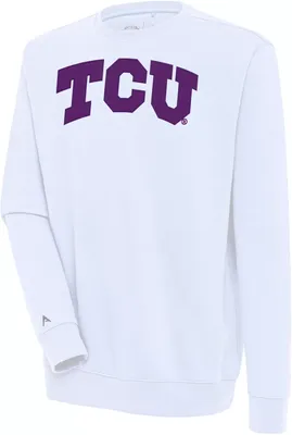 Antigua Men's TCU Horned Frogs White Victory Pullover Crewneck