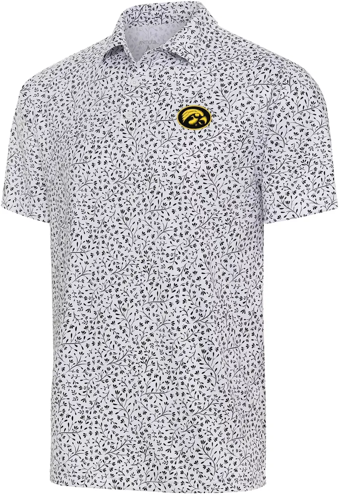 Antigua Men's Iowa Hawkeyes White Floral Motion Polo