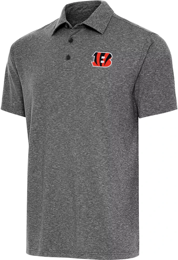 Antigua Men's Cincinnati Bengals Black Heather Par 3 Polo