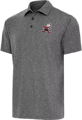 Antigua Men's Cleveland Browns Par 3 Black Heather Throwback Polo