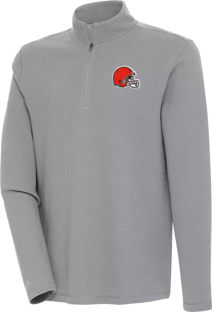 Antigua Men's Cleveland Browns Shore Bunker Grey Quarter-Zip Pullover