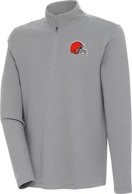 Antigua Men's Cleveland Browns Shore Bunker Grey Quarter-Zip Pullover