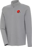 Antigua Men's Cleveland Browns Shore Bunker Grey Quarter-Zip Pullover