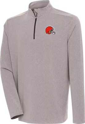 Antigua Men's Cleveland Browns Swing Set Brown Quarter-Zip Pullover