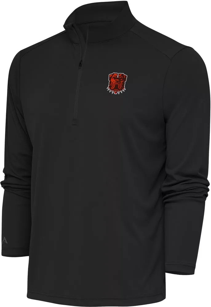 Antigua Men's Cleveland Browns Tribute Quarter-Zip Anthracite Pullover