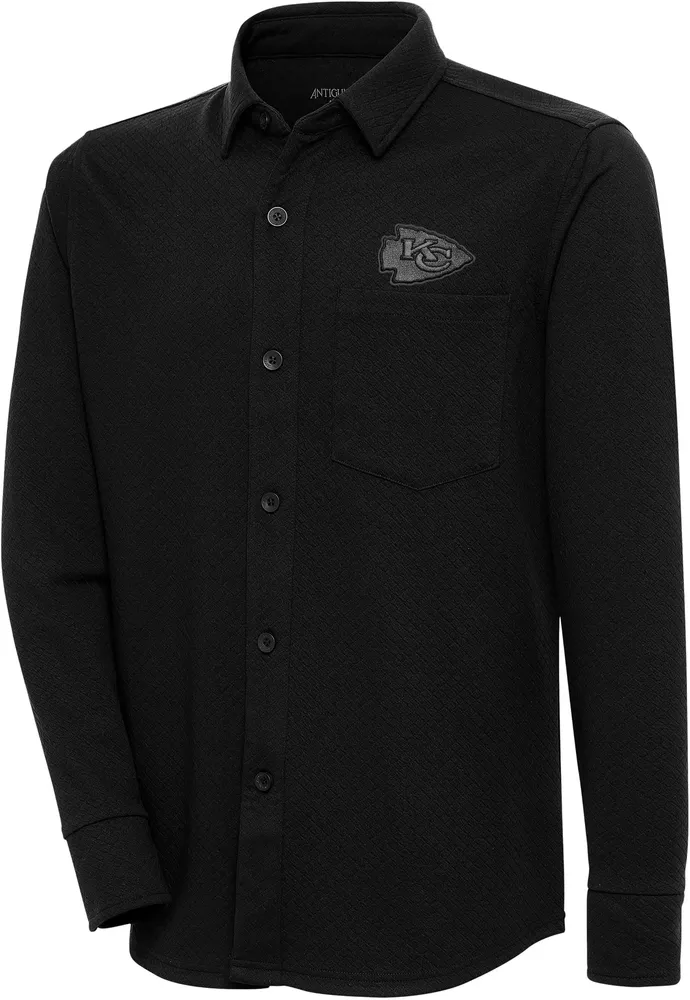 Antigua Men's Kansas City Chiefs Steamer Black Button-Up Long Sleeve Shirt