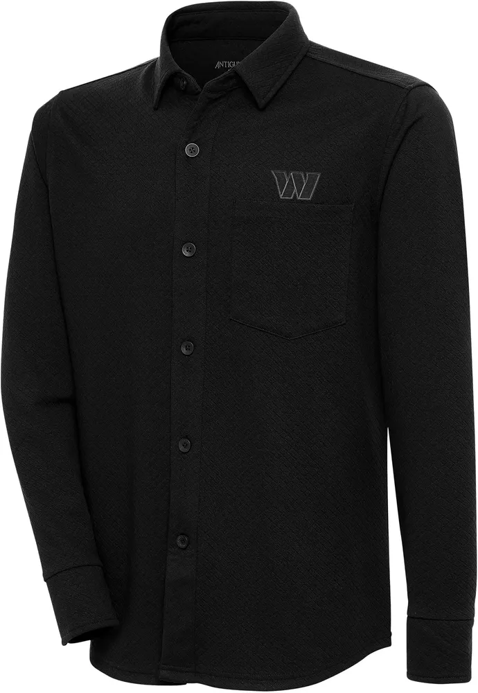 Antigua Men's Washington Commanders Steamer Black Button-Up Long Sleeve Shirt