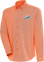 Antigua Men's Miami Dolphins Mango/White Compression Long Sleeve T-Shirt