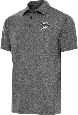 Antigua Men's Miami Dolphins Par 3 Black Heather Throwback Polo