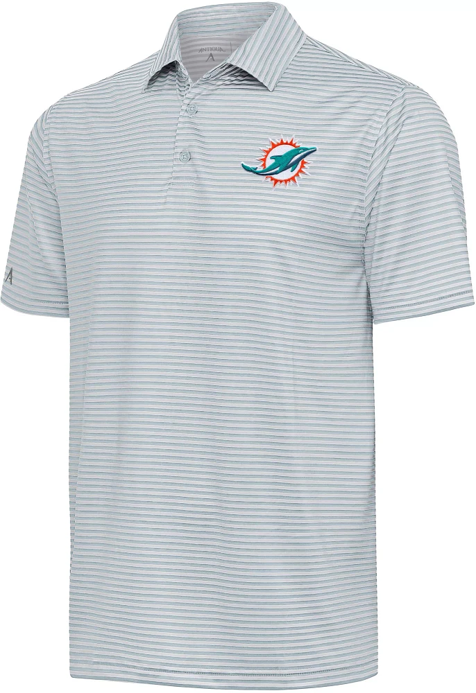 Antigua Men's Miami Dolphins Grey Skills Polo