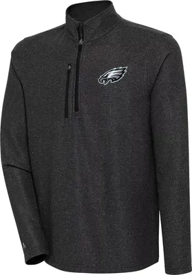 Antigua Men's Philadelphia Eagles Revolution Black Quarter-Zip Pullover