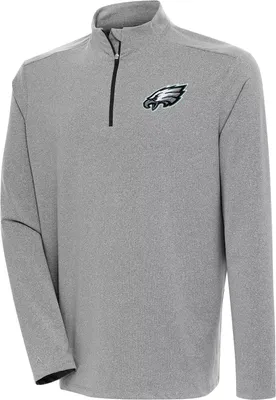 Antigua Men's Philadelphia Eagles Swing Set Black Quarter-Zip Pullover