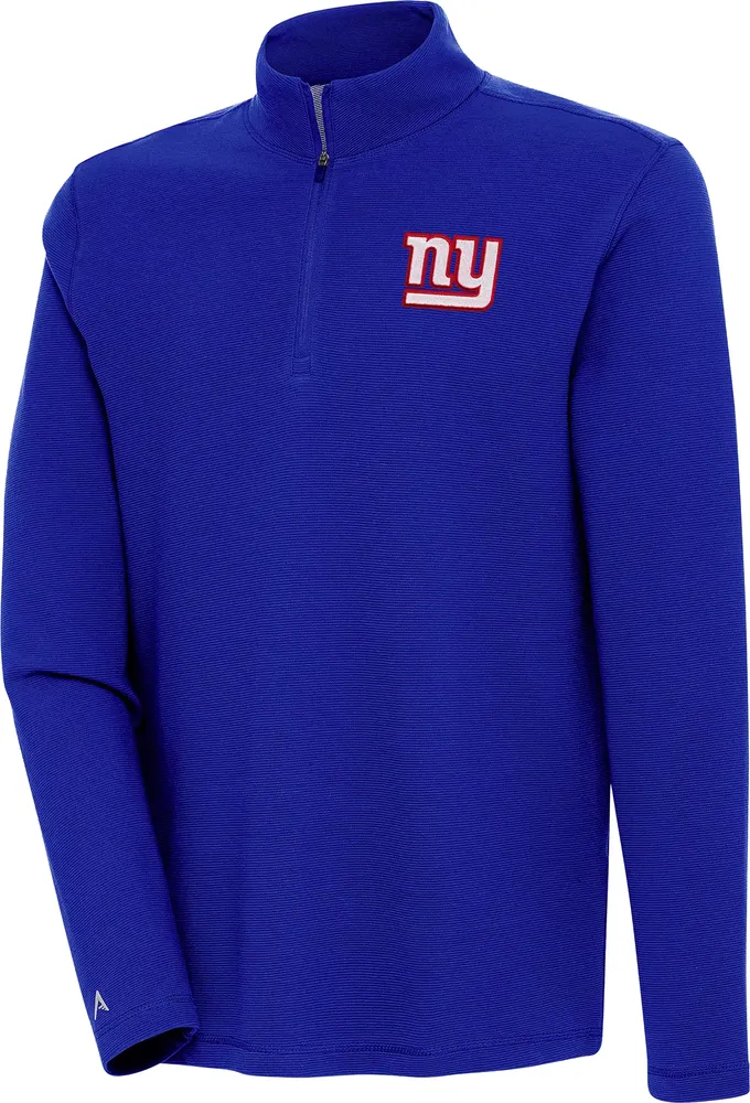 Antigua Men's New York Giants Shore Bunker Royal Quarter-Zip Pullover