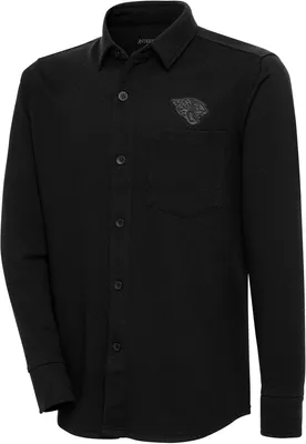 Antigua Men's Jacksonville Jaguars Steamer Black Button-Up Long Sleeve Shirt