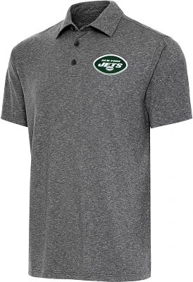 Antigua Men's New York Jets Black Heather Par 3 Polo