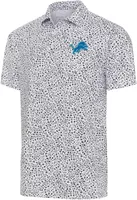 Antigua Men's Detroit Lions Black Motion Polo