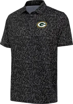 Antigua Men's Green Bay Packers Grassy Black Polo