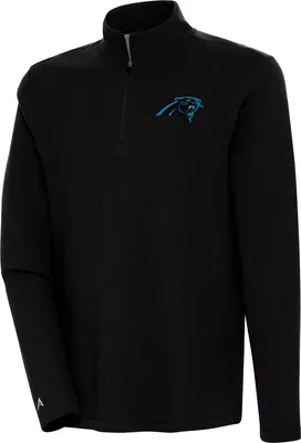 Antigua Men's Carolina Panthers Shore Bunker Black Quarter-Zip Pullover