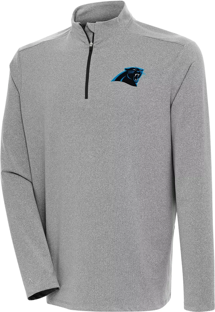 Antigua Men's Carolina Panthers Swing Set Black Quarter-Zip Pullover