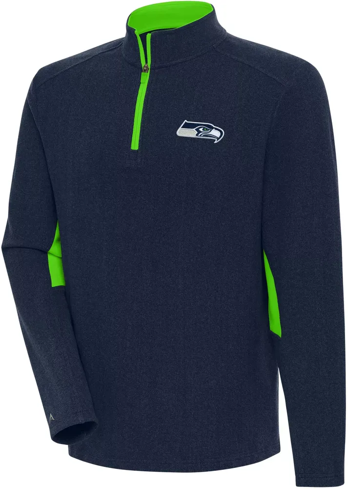 Antigua Men's Seattle Seahawks Boyfriend Phenom Navy Quarter-Zip Pullover