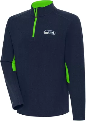 Antigua Men's Seattle Seahawks Boyfriend Phenom Navy Quarter-Zip Pullover