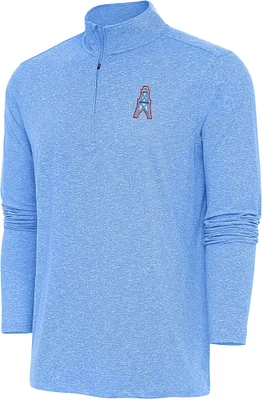 Antigua Men's Tennessee Titans Hunk Blue Heather Throwback Quarter-Zip Long Sleeve Pullover