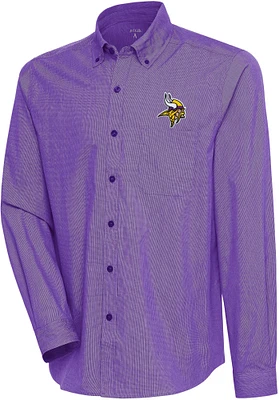 Antigua Men's Minnesota Vikings Dark Purple/White Compression Long Sleeve T-Shirt