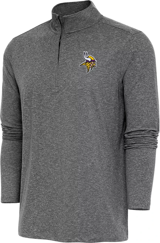 Antigua Men's Minnesota Vikings Black Heather Hunk Quarter-Zip Pullover