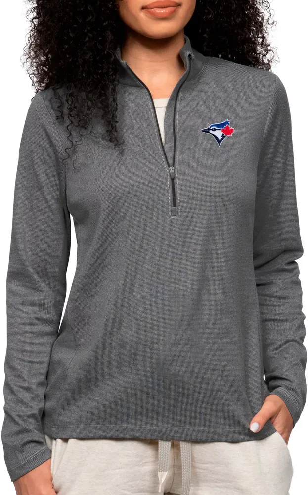 Antigua Women's Toronto Blue Jays Charcoal Epic 1/4 Zip Pullover