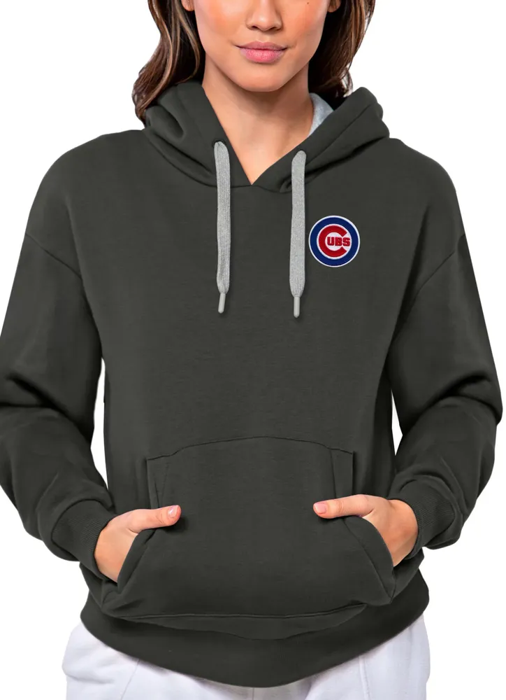 Antigua Women's Chicago Cubs Charcoal Victory Hooded Pullover